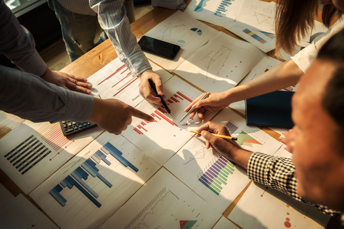 Professional analyzing metrics to optimize tourism services at MADISON Travel & Tourism.